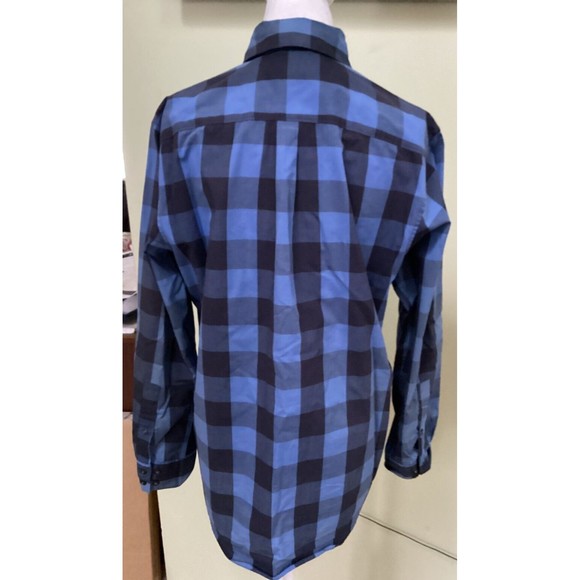 Spring + Mercer Men's Blue & Black Plaid Roll Tab Long Sleeve Casual Shirt Small - Picture 5 of 11